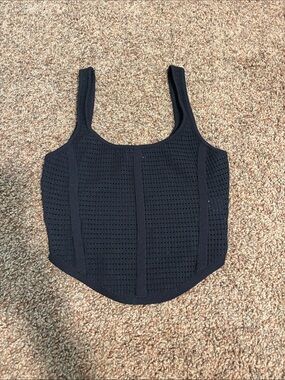 Fashion Nova Black Open-Knit Scoop Tank